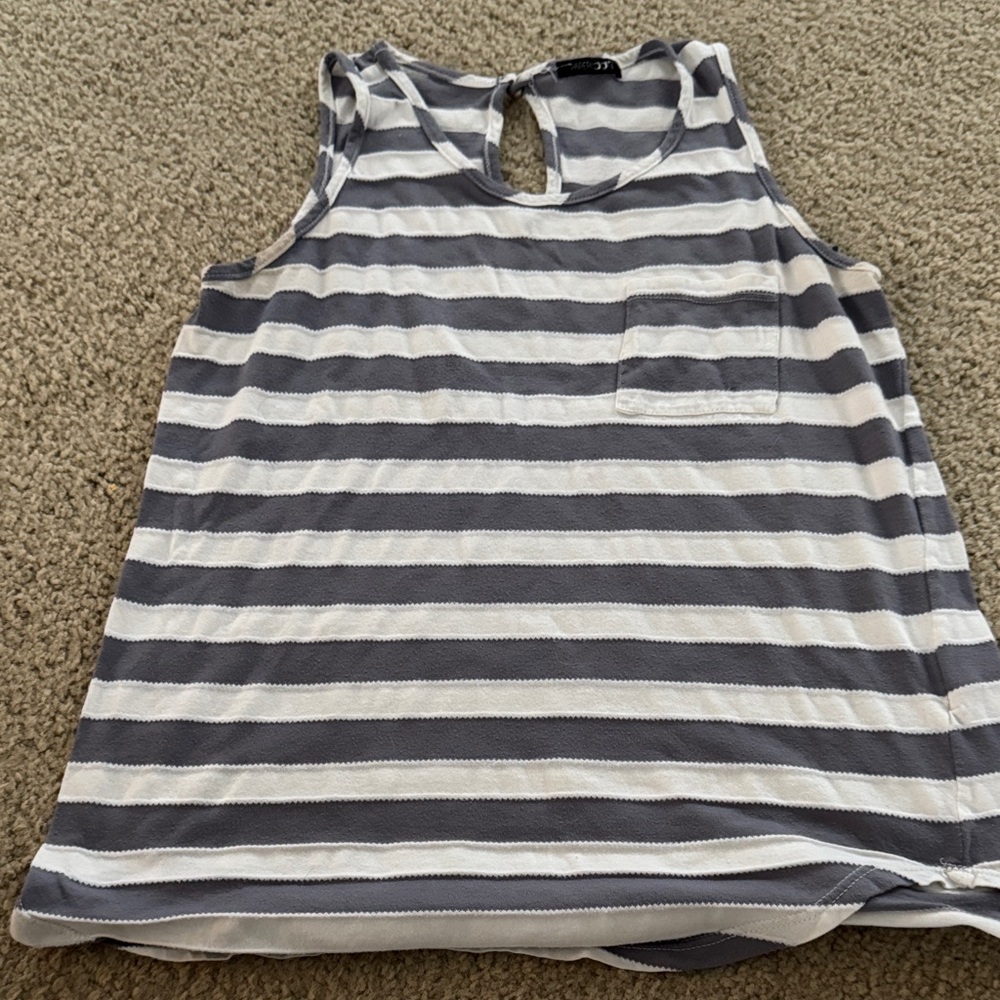 Papermoon Gray and White Striped Sleeveless Tee